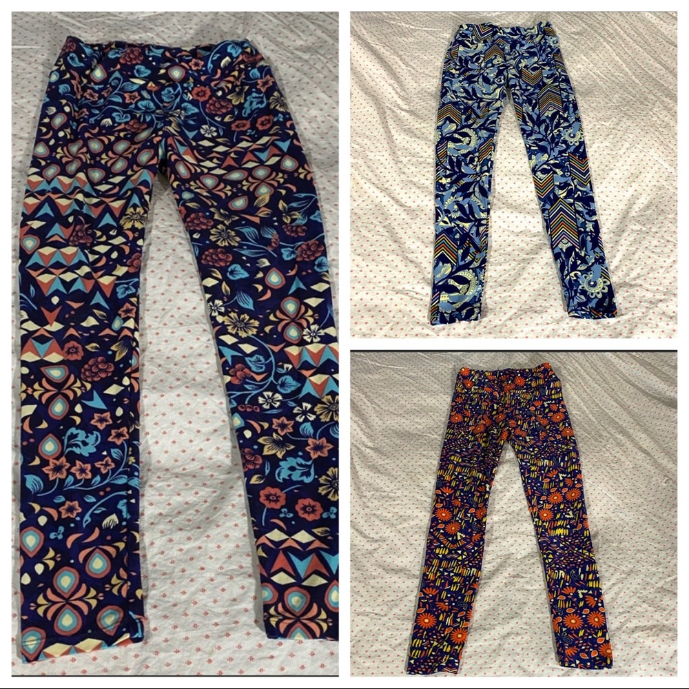 3 pair lularoe leggings one size bundle lot